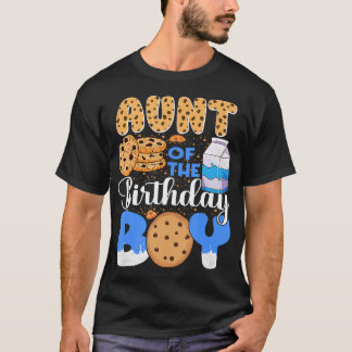Camiseta Tia Do Menino Do Aniversário Leite E Biscoitos 1º