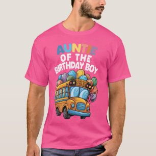Camiseta Tia Engraçada Do Aniversário Da Escola Bus Birthd
