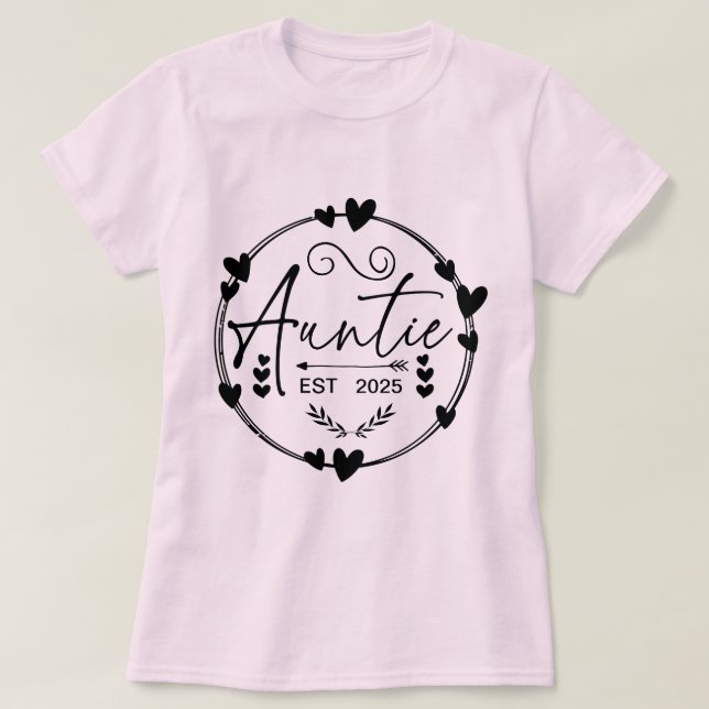 Camiseta Tia Est 2025 Anúncio de Gravidez Tia Funny (Frente do Design)