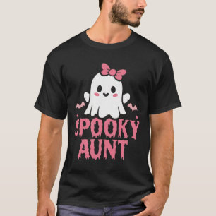 Camiseta Tia Família Bonita Branca Fantasma Boo Halloween