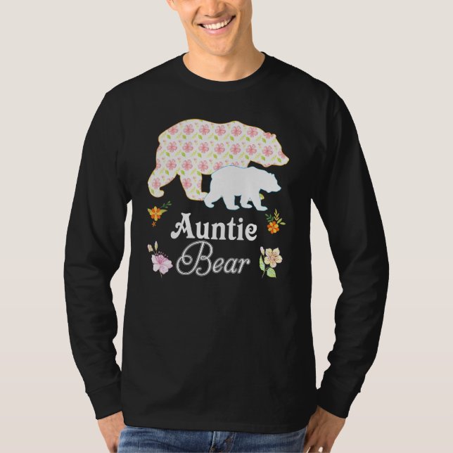 Camiseta Tia Floral Urso Floral Mamãe Família Cute Avó (Frente)