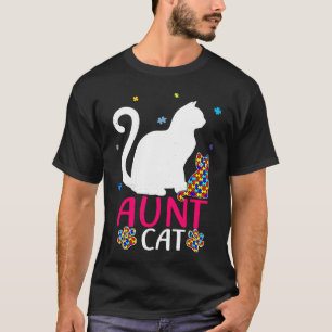 Camiseta Tia Gato Conscientização do Autismo Amor Apoio
