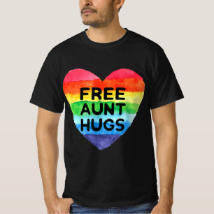 Camiseta Tia Gratuita Abraça Orgulho de Bandeira LGBT Mês d