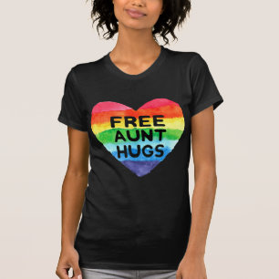 Camiseta Tia Gratuita Abraça Orgulho de Bandeira LGBT Mês d