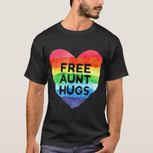 Camiseta Tia Gratuita Abraça Orgulho de Bandeira LGBT Mês d