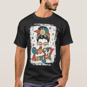 Camiseta Tia Groovy Mulheres Vintage Flores Coloridas Tia