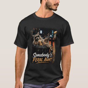 Camiseta Tia Guaxinim Café Gelado de Alguém Tia Hu