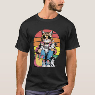 Camiseta Tia Legal Gatinhos Retro Pôr do Sol Amante Felino
