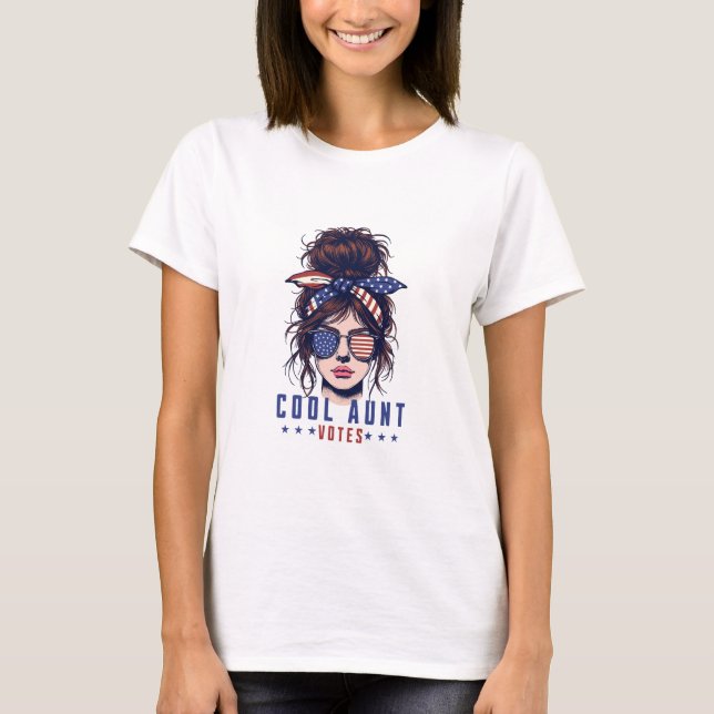 Camiseta Tia legal Vota Vintage Mensagem Cabelo Eleição (Frente)