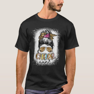 Camiseta Tia Leopard Messy Bun Cheerleader Mães D