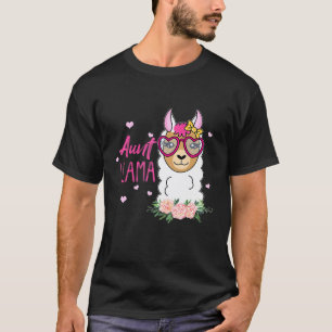 Camiseta Tia Lhama Boho Flores Coração Rosa