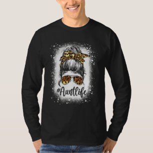 Camiseta Tia Life Leopard Cute Sadinho Menina de Arma Mulhe