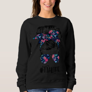 Camiseta Tia Life Messaging Hair Bun Flower Women Dia de as