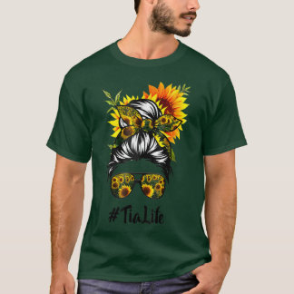 Camiseta Tia Life Messaging Hair Bun Sunflower Women Da