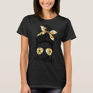 Camiseta Tia Life Messy Hair Bun Sunflower Madre