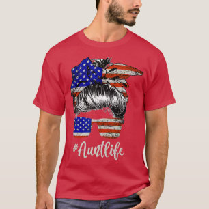 Camiseta Tia Life USA Bandeira Independência Americana Dia