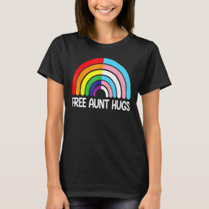 Camiseta Tia Livre Abraça O Gay Do Arco-Íris Bandeira Trans