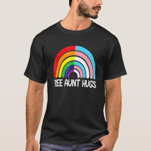 Camiseta Tia Livre Abraça O Gay Do Arco-Íris Bandeira Trans