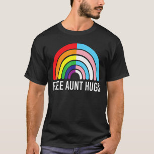 Camiseta Tia Livre Abraça O Gay Do Arco-Íris Bandeira Trans