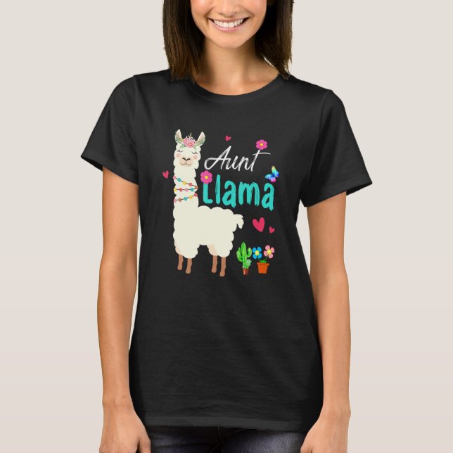 Camiseta Tia Llama Dia de as mães Mulheres Tia Aniversário (Frente)