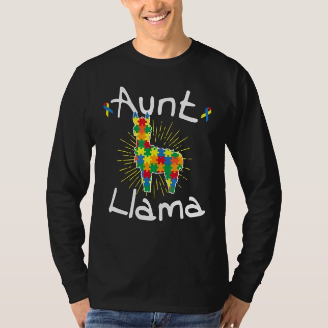 Camiseta Tia Llama Quebra-cabeça Piece Ribbon Legal Autism  (Frente)