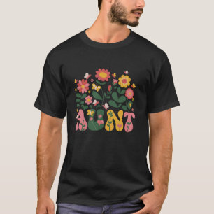 Camiseta Tia Madre Dia de flor selvagem Tia Retro Groovy Fl