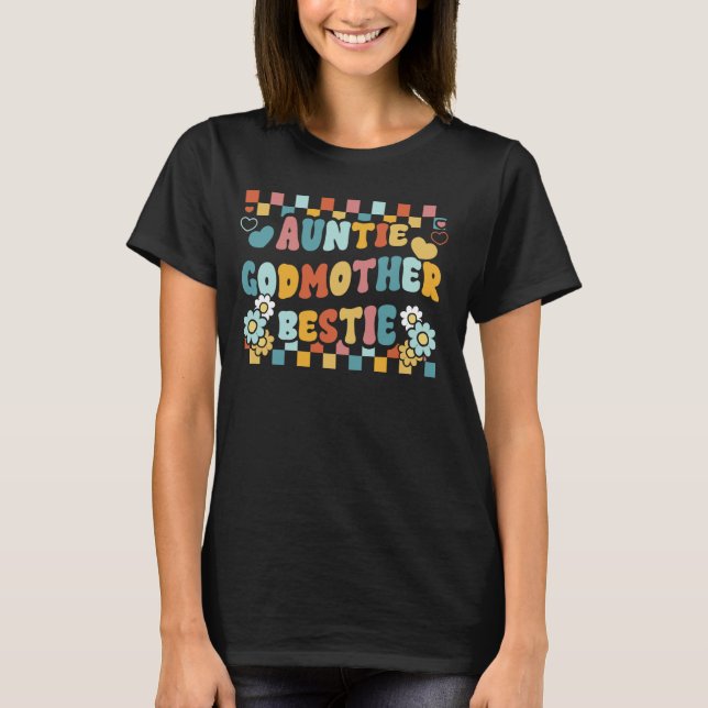 Camiseta Tia Madrinha Bestie Groovy Tia Era Besties Be (Frente)
