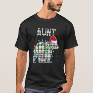 Camiseta Tia Natal Bear Black White Xadrez Xmas Matchin