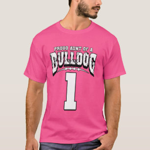 Camiseta Tia Orgulhosa De Futebol Do Bulldog Do Jogador 1