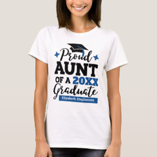 Camiseta Tia Orgulhosa de um formando azul preto