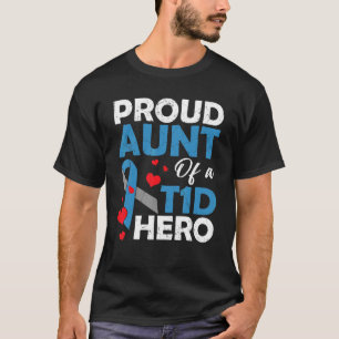 Camiseta Tia Orgulhosa De Um Guerreiro Herói Da Diabetes Ti