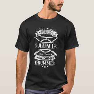 Camiseta Tia Orgulhosa De Uma Drummer Mulher Vintage Drumst