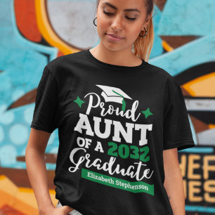 Camiseta Tia Orgulhosa de uma tassel verde-formando 2023