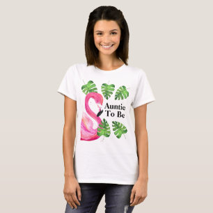 Camiseta Tia Para Ser Festa De Folhas Tropicais Flamingo