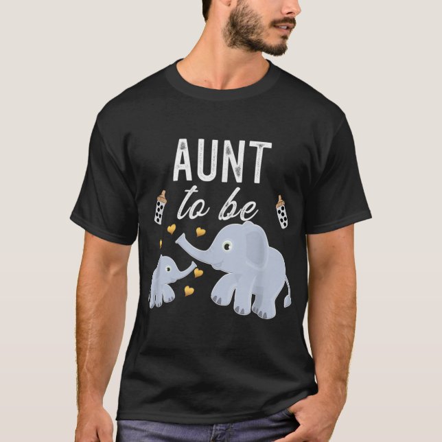 Camiseta Tia Para Ser Uma Tia De Chá de fraldas Elefante (Frente)