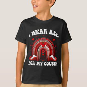 Camiseta Tia Retro Vermelha Conscientização Doença Cardíaca
