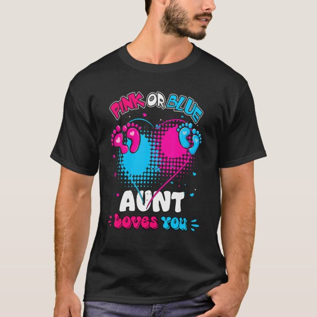 Camiseta Tia Rosa Ou Azul Do Coração Te Ama Chá Sexo (Frente)