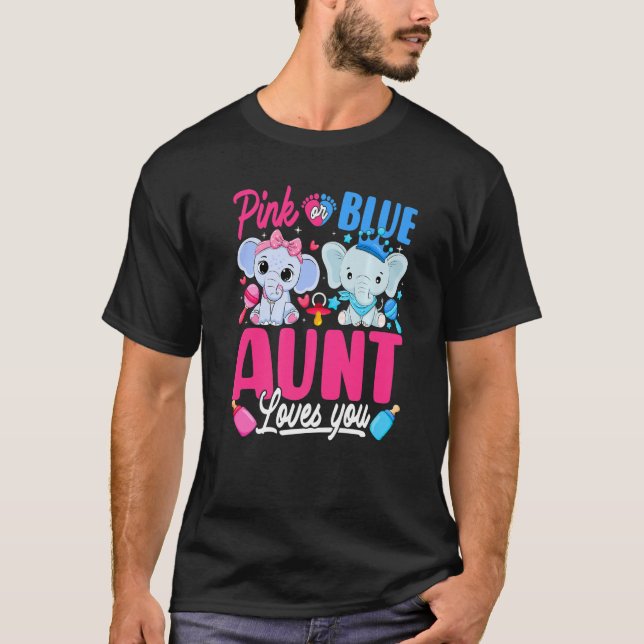 Camiseta Tia Rosa Ou Azul Te Ama Elefante Reveal De Gênero (Frente)