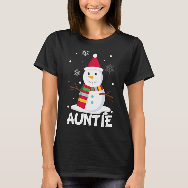 Camiseta Tia Snowman Papai noel a Família Matriz de Natal (Frente)