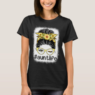 Camiseta Tia Sunflower Life Messaging Bun Torna Mamãe da