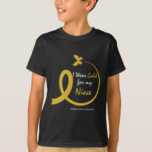 Camiseta Tia Tio Usa Ouro Para O Meu Sobrinha Câncer Infant
