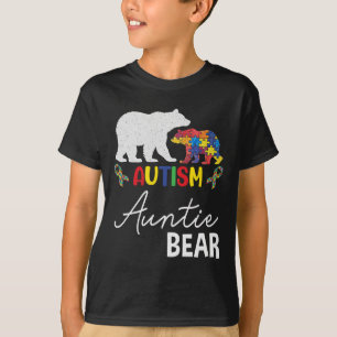 Camiseta Tia Urso Autismo Sensibilização Tia Mulheres Prese
