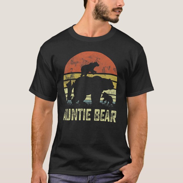 Camiseta Tia Urso Correspondente Família Cub 3 Crianças Da  (Frente)