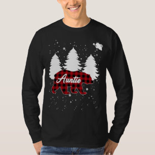 Camiseta Tia Urso de Xadrez de Búfalo Árvore de Natal Pijam