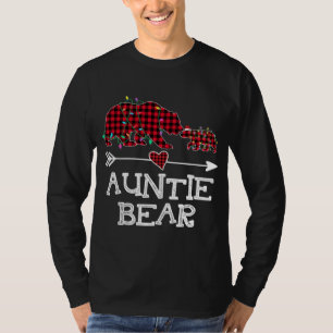 Camiseta Tia Xadrez Vermelha Urso Buffalo Família Mamãe Paj