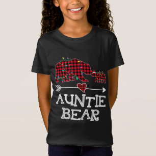 Camiseta Tia Xadrez Vermelha Urso Buffalo Família Mamãe Paj