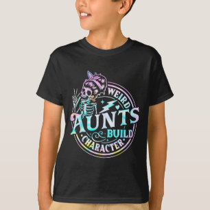 Camiseta Tias esquisitas constroem caráter tie dye caveira