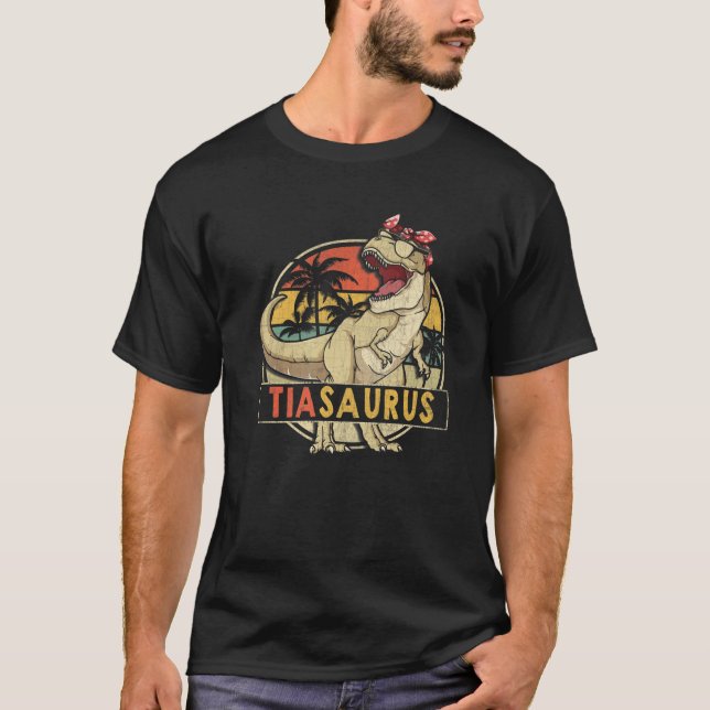 Camiseta Tiasaurus Retro Rex Dinosaur Tia Saurus Family Mat (Frente)
