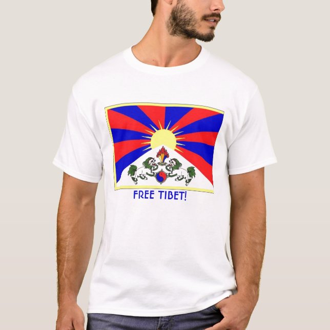 Camiseta tibet-bandeira, TIBET LIVRE! (Frente)