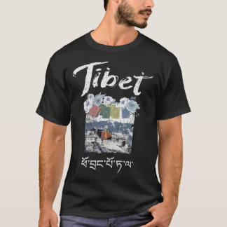 Camiseta Tibet Potala Fortaleza Tibetana Script Clássico T-